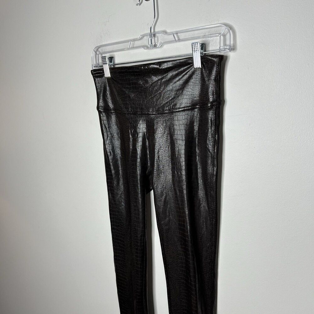 Spanx‎ Leggings Womens Small Faux Leather Croc Brown Elastic Waist Slimming - Picture 9 of 11